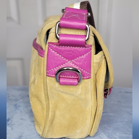 Vintage Coach Hamptons Suede Field Bag 9274 Stylish Pink and Brown - Picture 8 of 11